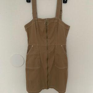 H&M Tan Overall Mini Dress Size 4 New With Tags
